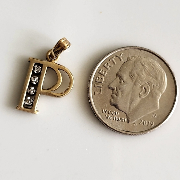 14K Gold Initial “P” Pendant with Diamond Accents - Picture 5 of 5